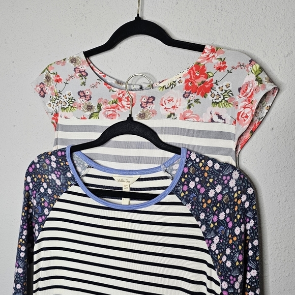 Matilda Jane Set of 2 Womens Short Sleeve Striped Shirts Size S Small - Picture 2 of 16